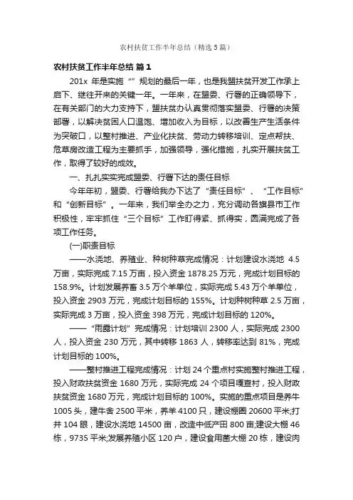 农村扶贫工作半年总结（精选5篇）