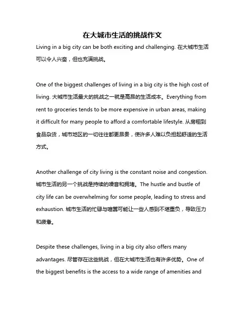 在大城市生活的挑战作文