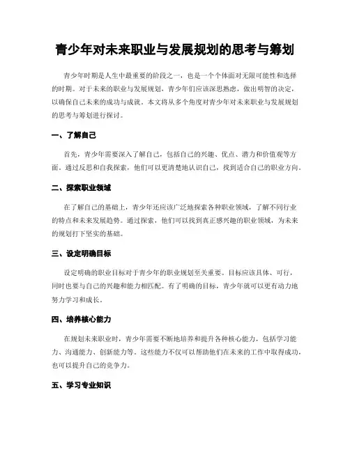 青少年对未来职业与发展规划的思考与筹划