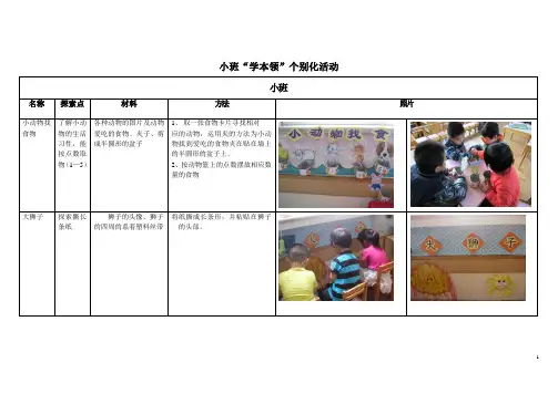 幼儿园小班主题活动个别化设计：学本领