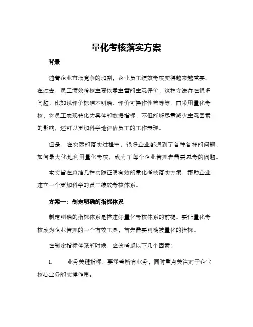 量化考核落实方案