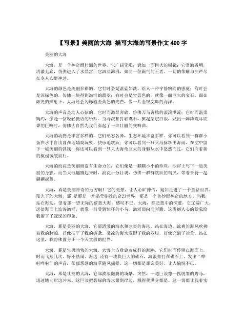 【写景】美丽的大海 描写大海的写景作文400字