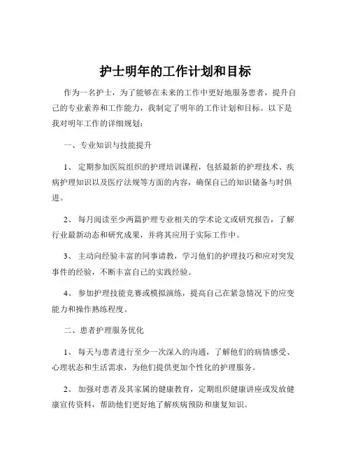 护士明年的工作计划和目标