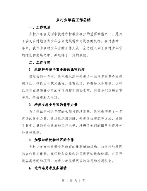 乡村少年宫工作总结