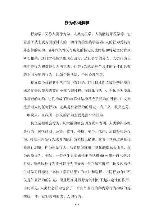行为名词解释
