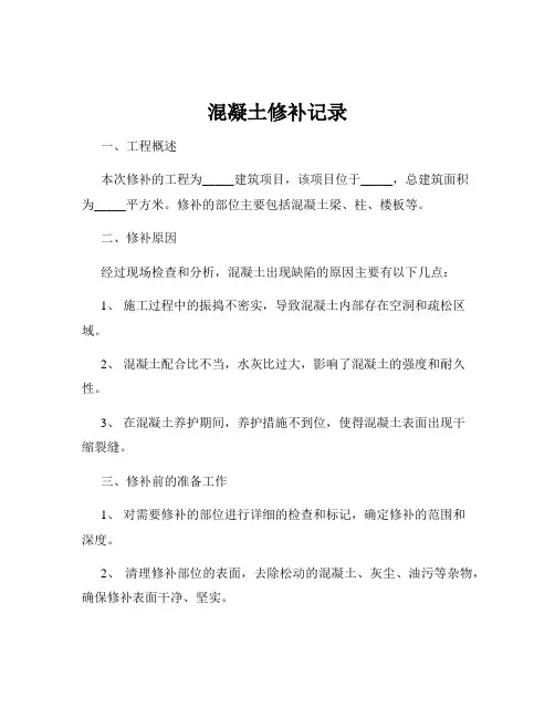 混凝土修补记录