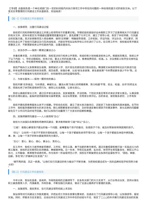 行风建设工作自查报告