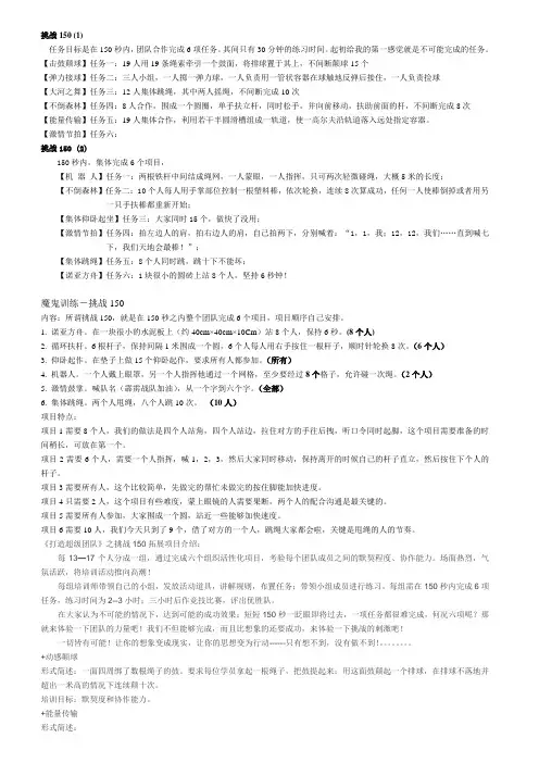 挑战150项目介绍