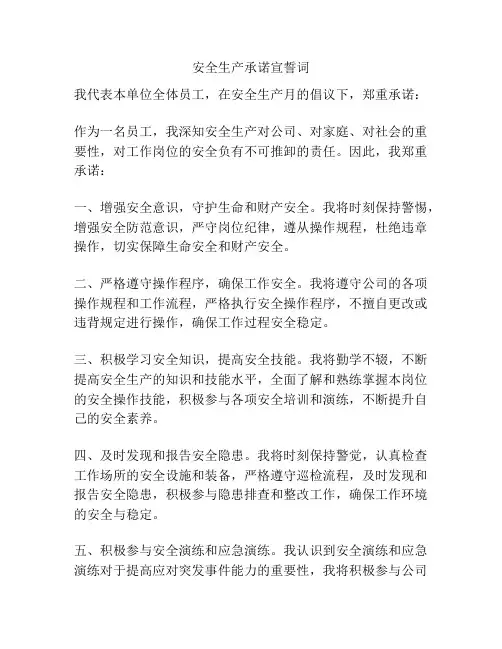 安全生产承诺宣誓词