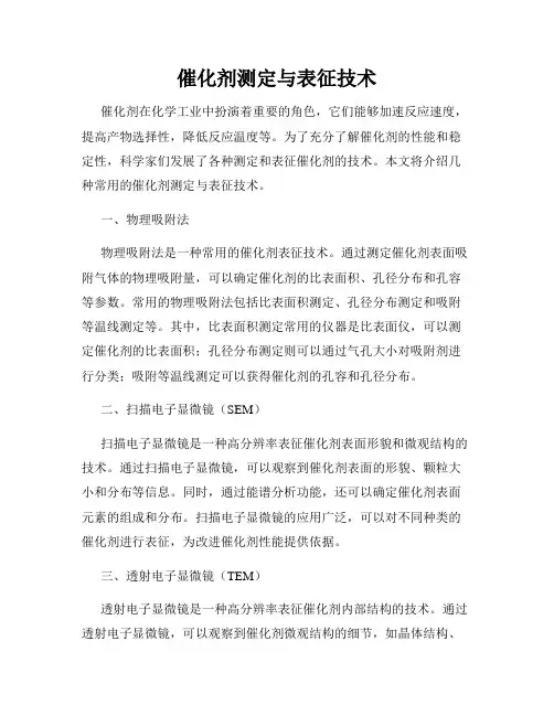催化剂测定与表征技术