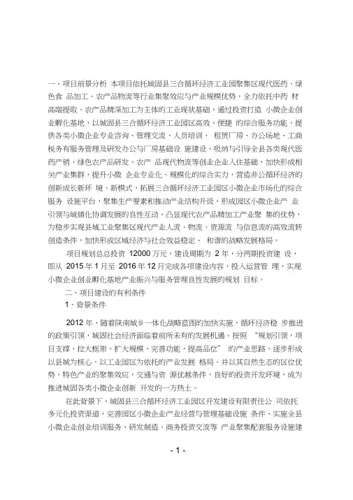 小微企业创业孵化基地建设项目可行性研究报告