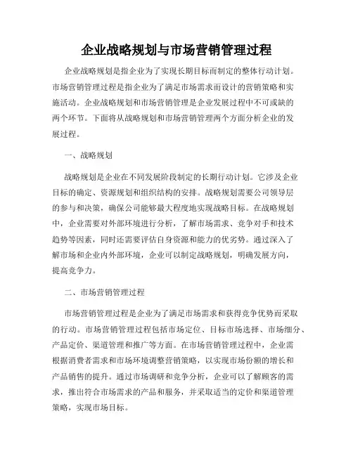 企业战略规划与市场营销管理过程