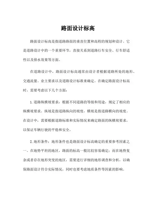 路面设计标高