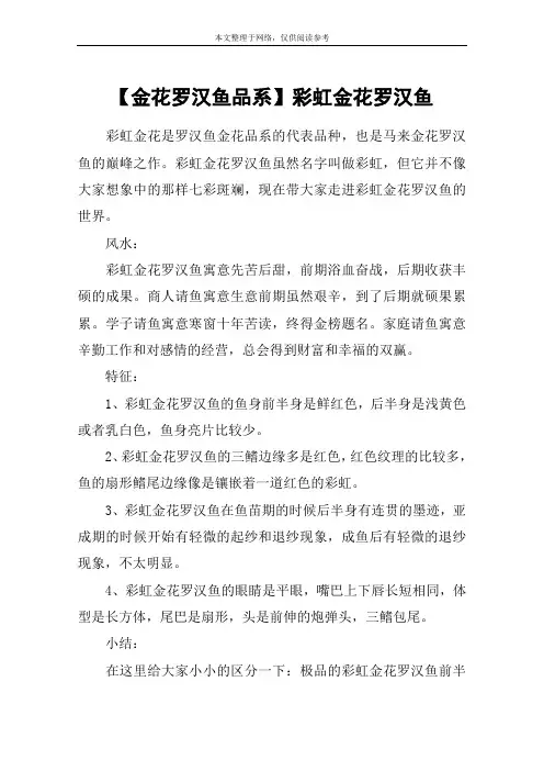【金花罗汉鱼品系】彩虹金花罗汉鱼
