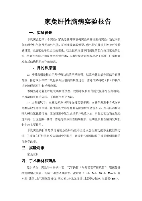 家兔肝性脑病实验报告