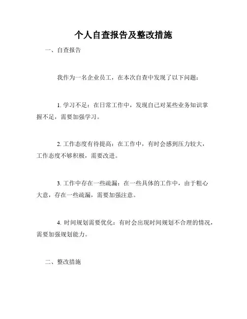 个人自查报告及整改措施