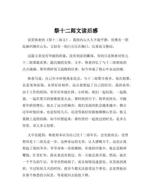 祭十二郎文读后感