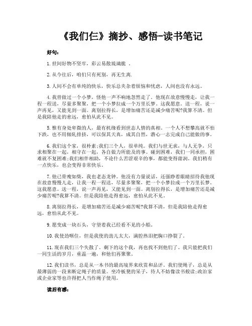 《我们仨》摘抄感悟读书笔记