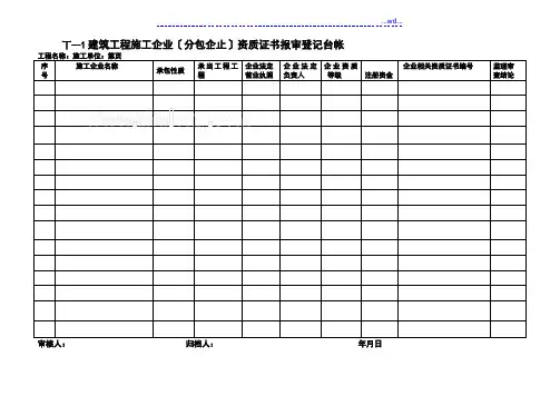 工程项目监理常用台账记录文本表格