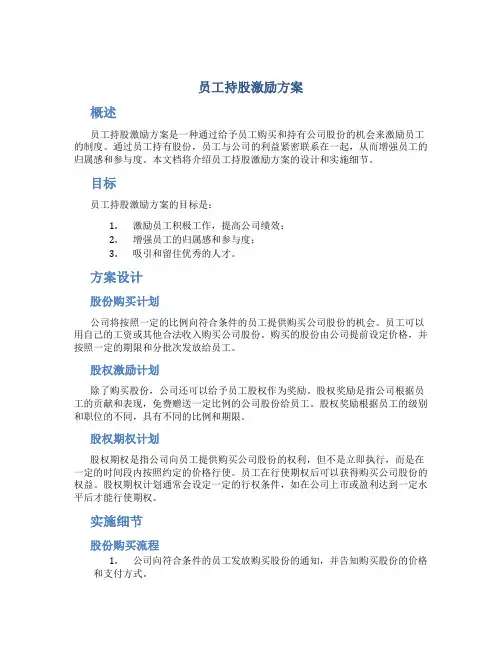 员工持股激励方案