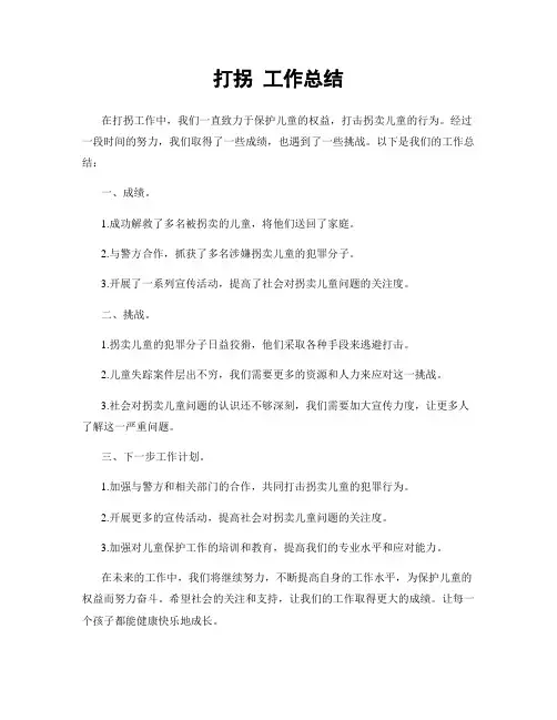 打拐 工作总结