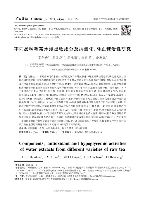 不同品种毛茶水浸出物成分及抗氧化、降血糖活性研究