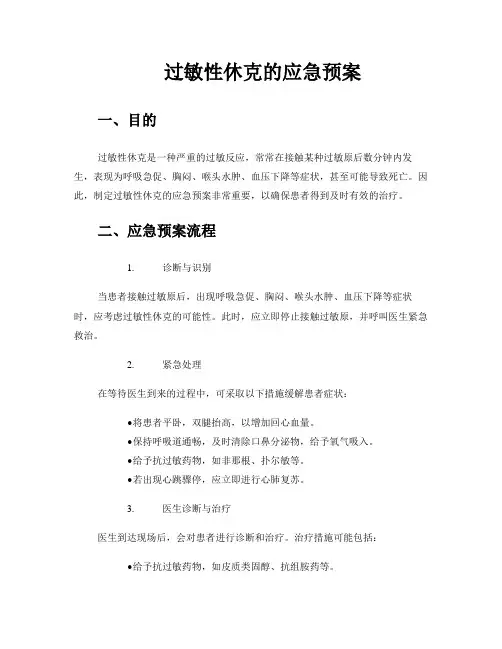 过敏性休克的应急预案
