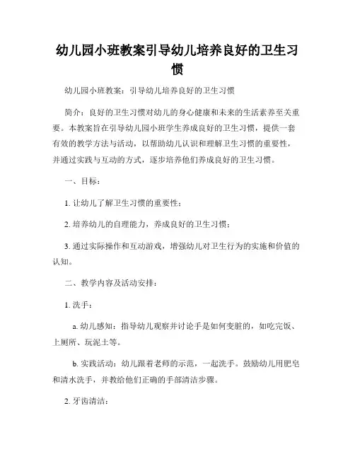 幼儿园小班教案引导幼儿培养良好的卫生习惯