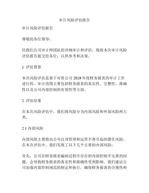 审计风险评估报告