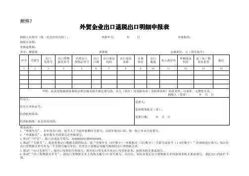 外贸企业出口退税出口明细申报表