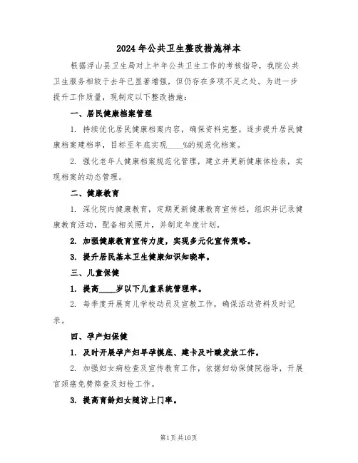 2024年公共卫生整改措施样本（五篇）