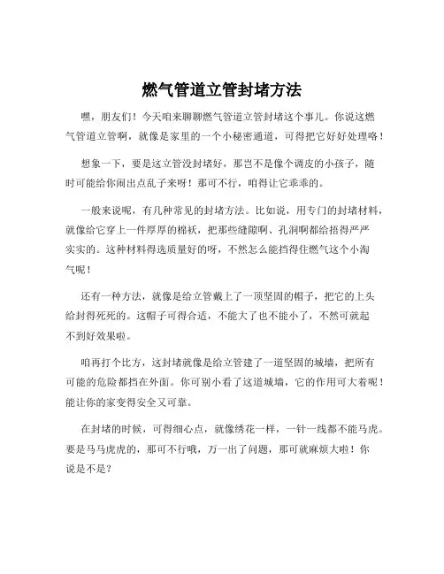 燃气管道立管封堵方法