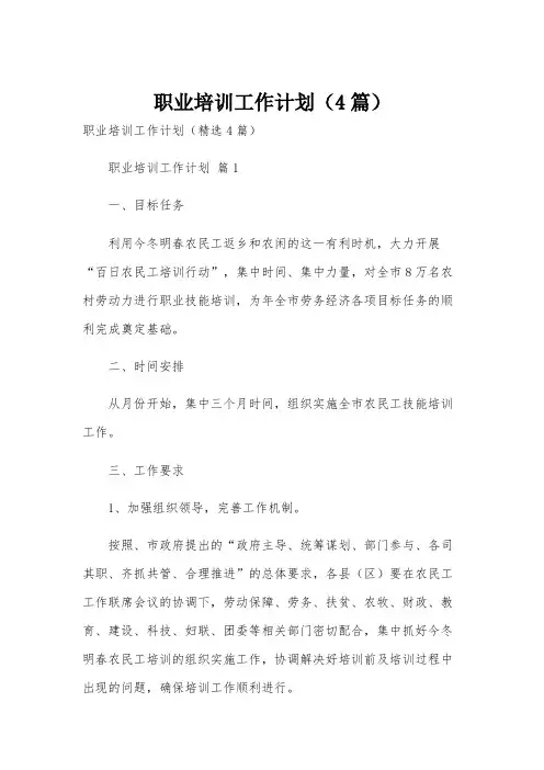 职业培训工作计划(4篇)
