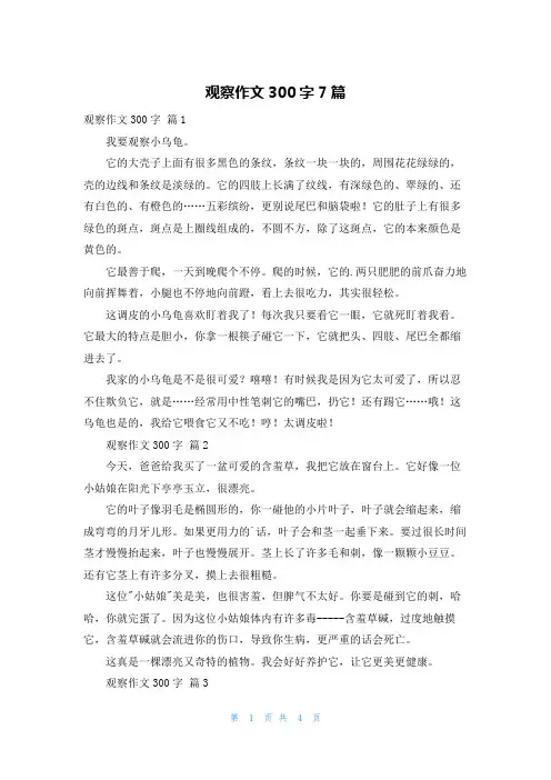 观察作文300字7篇