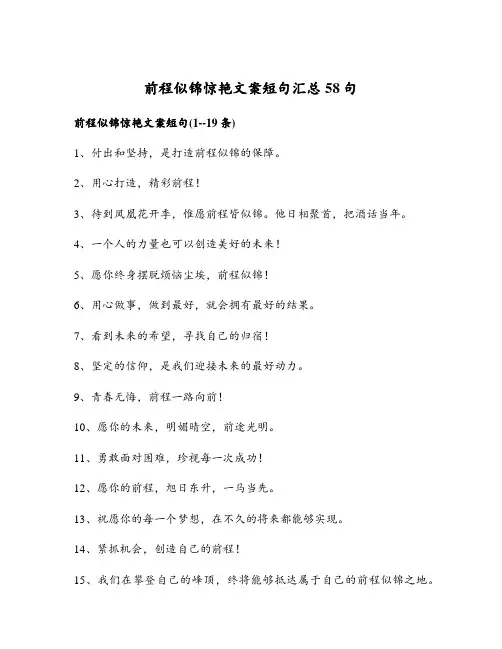 前程似锦惊艳文案短句汇总58句