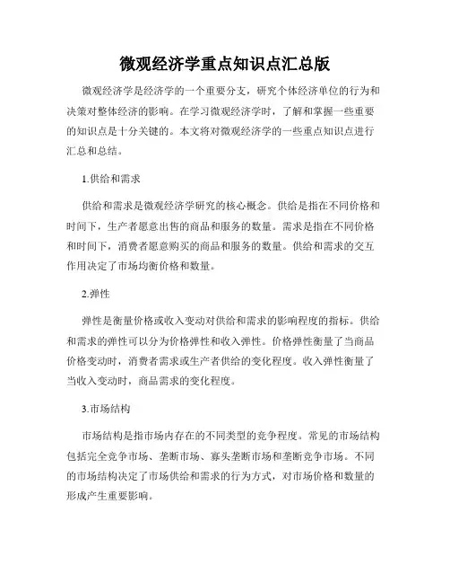 微观经济学重点知识点汇总版