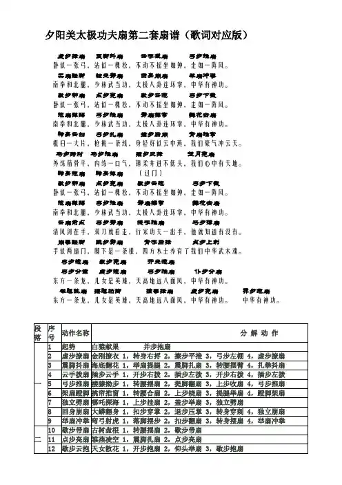 太极功夫扇第二套扇谱