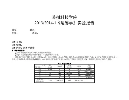 运筹学上机实验建模报告