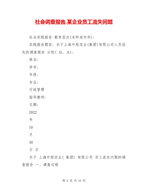 社会调查报告,某企业员工流失问题