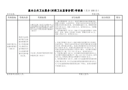 基本公共卫生服务(村级卫生监督协管)考核表
