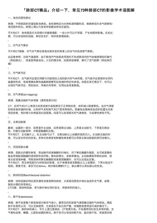 「肺部CT精品」介绍一下，常见73种肺部CT的影像学术语图解