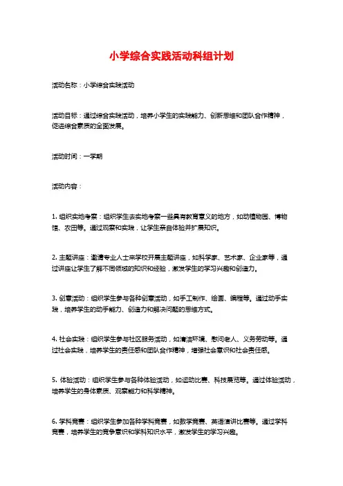 小学综合实践活动科组计划