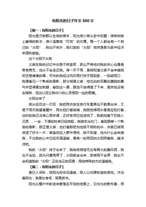 有阳光的日子作文600字九篇