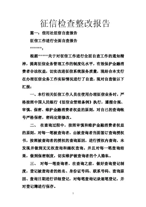 征信检查整改报告