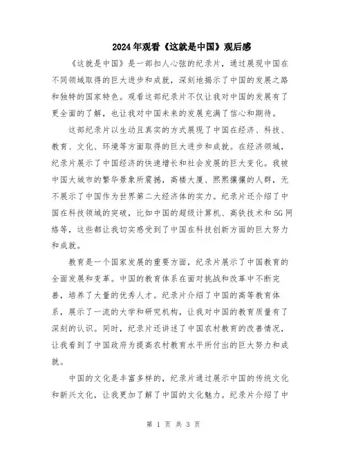 2024年观看《这就是中国》观后感