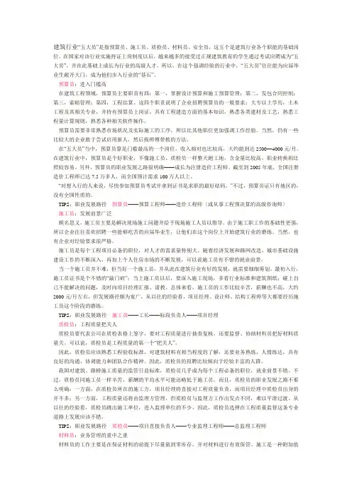 建筑行业“五大员”