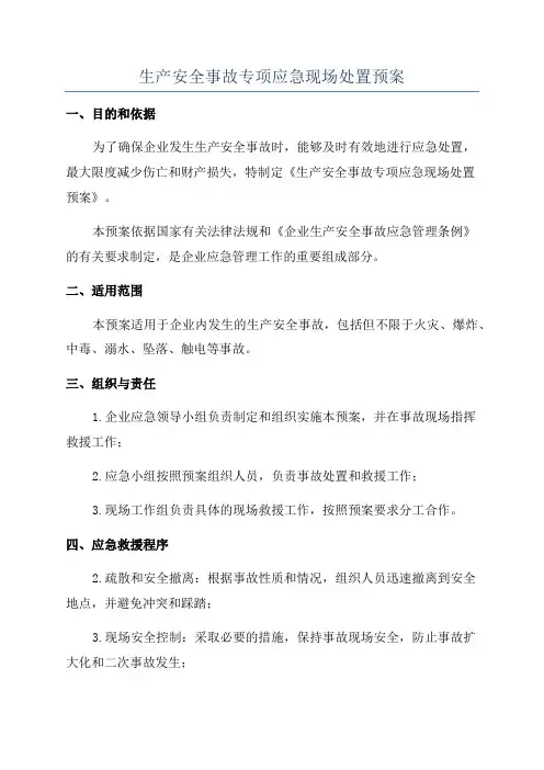 生产安全事故专项应急现场处置预案