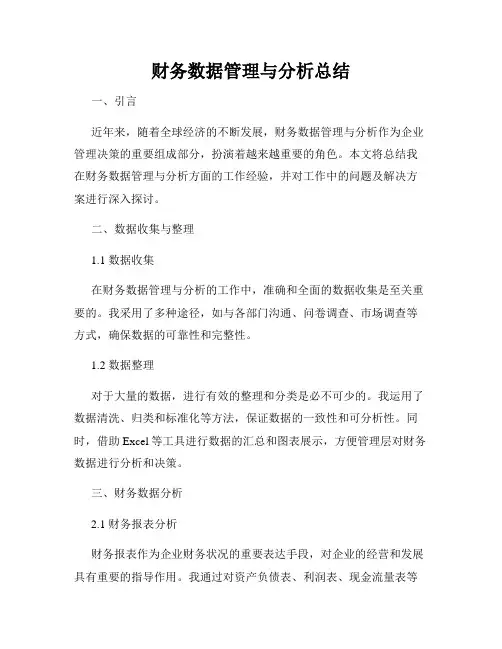 财务数据管理与分析总结