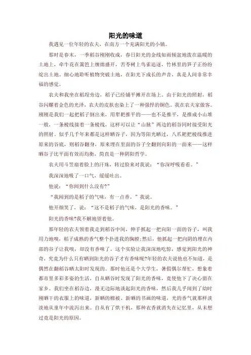 2021年新部编版三年级语文下册《阳光的味道》林清玄美文欣赏
