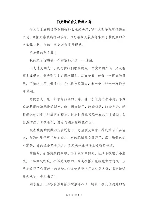 拍美景的作文推荐5篇